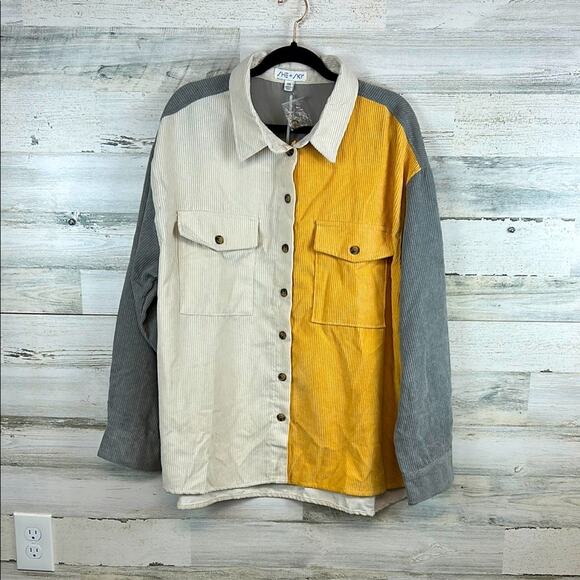 NWT She + Sky Mid Weight Corduroy Style Button Up Shirt Shacket Women’s 1XL - Picture 1 of 6